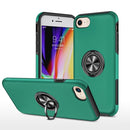 PC + TPU Shockproof Magnetic Protective Case with Invisible Ring Holder For iPhone SE 2020 / 8 / 7(Dark Green)