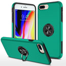 PC + TPU Shockproof Magnetic Protective Case with Invisible Ring Holder For iPhone 8 Plus / 7 Plus(Dark Green)
