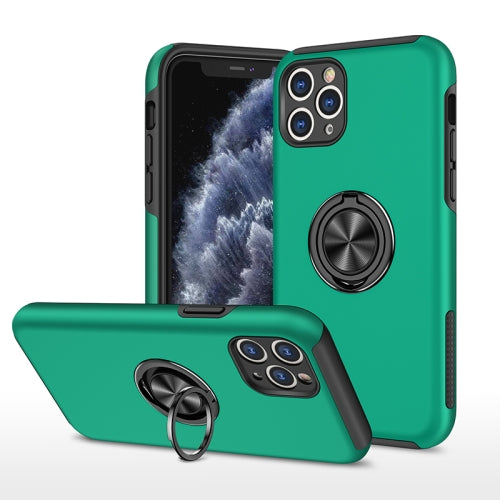PC + TPU Shockproof Magnetic Protective Case with Invisible Ring Holder For iPhone 11 Pro Max(Dark Green)