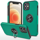 PC + TPU Shockproof Magnetic Protective Case with Invisible Ring Holder For iPhone 12(Dark Green)