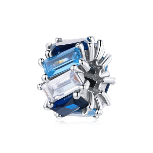 S925 Sterling Silver Blue Cube Zircon Beads DIY Bracelet Necklace Accessories