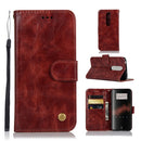For OnePlus 7 Retro Copper Buckle Crazy Horse Horizontal Flip PU Leather Case with Holder & Card Slots & Wallet & Lanyard(Wine red)
