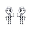 S925 Sterling Silver Cool Skeleton Man Ear Studs Women Earrings