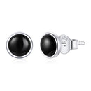 S925 Sterling Silver Simple Round Black Zircon Ear Studs Women Earrings