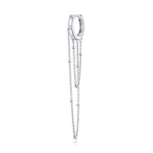S925 Sterling Silver Long Tassel Ear Buckle Women Earrings