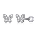 S925 Sterling Silver Simple Butterfly Ear Studs Women Earrings