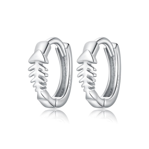 S925 Sterling Silver Simple Fish Bone Ear Buckle Women Earrings
