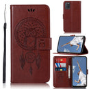 For OPPO A52 / A72 / A92 Wind Chime Owl Embossing Pattern Horizontal Flip Leather Case, with Holder & Card Slots & Wallet(Brown)
