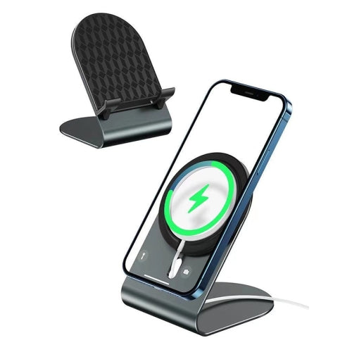 2 in 1 Free Assembly Vertical Metal Stand for MagSafe Magnetic Wireless Charger & Mobile Phones
