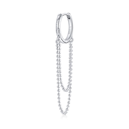 S925 Sterling Silver Tassel Long Bead Chain Ear Buckle Women Earrings