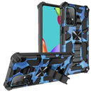For Samsung Galaxy A72 4G / 5G Camouflage Armor Shockproof TPU + PC Magnetic Protective Case with Holder(Dark Blue)