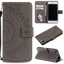 Totem Flower Embossed Horizontal Flip TPU + PU Leather Case with Holder & Card Slots & Wallet For iPhone 8 Plus / 7 Plus(Grey)