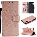 Totem Flower Embossed Horizontal Flip TPU + PU Leather Case with Holder & Card Slots & Wallet For iPhone XR(Rose Gold)