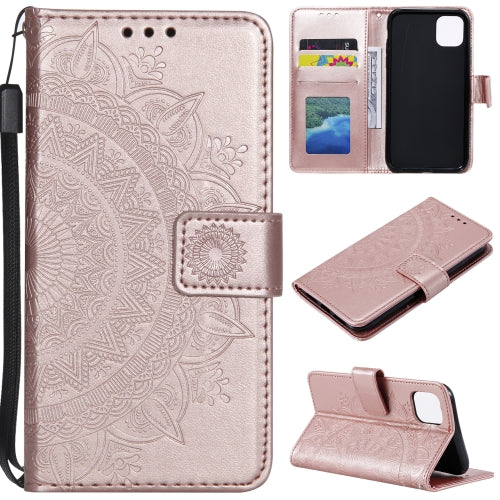 Totem Flower Embossed Horizontal Flip TPU + PU Leather Case with Holder & Card Slots & Wallet For iPhone 11 Pro(Rose Gold)