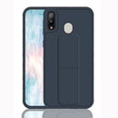 For Galaxy M20 Shockproof PC + TPU Protective Case with Wristband & Holder(Dark Blue)