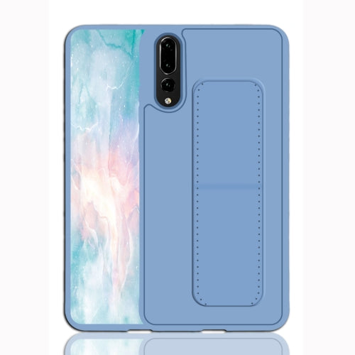 For Huawei P20 Shockproof PC + TPU Protective Case with Wristband & Holder(Blue)