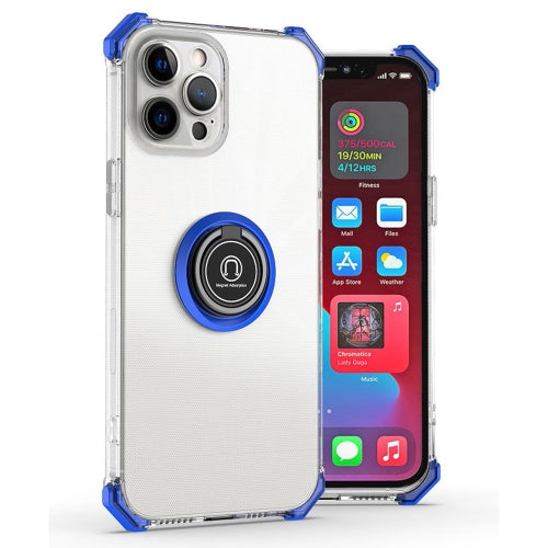 Hyun Shadow High-transparent Anti-fall TPU Protective Case with Ring Bracket For iPhone 11 Pro Max(Blue)