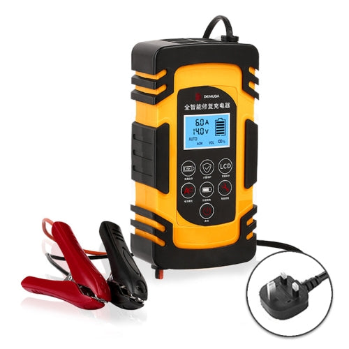 DEMUDA DC-80 Car Battery Charger 12V/24V Intelligent Pulse Repair Type Lead-acid Battery, Plug Type:UK Plug(Yellow)