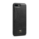 Fierre Shann Leather Texture Phone Back Cover Case For iPhone SE 2020 / 8 / 7(Ox Tendon Black)