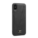 Fierre Shann Leather Texture Phone Back Cover Case For iPhone XS Max(Ox Tendon Black)