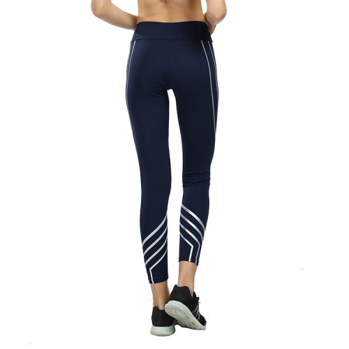 Women High Waist Skinny Laser Digital Printed Yoga Pants, Size:M(Black)