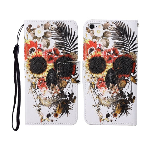 For iPhone 6 Plus Painted Pattern Horizontal Flip Leathe Case(Skull)