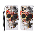 For iPhone 11 Pro Painted Pattern Horizontal Flip Leathe Case(Skull)
