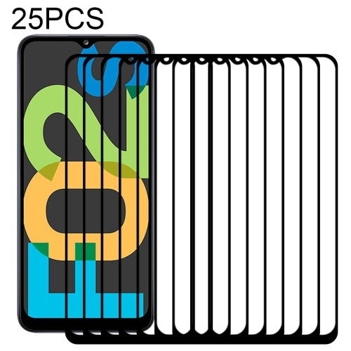 For Samsung Galaxy F02s 25 PCS Full Glue Full Screen Tempered Glass Film