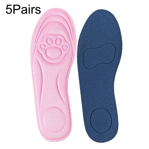 5 Pairs 082 Soft Breathable Shockproof Massage Cat Paw Sports Full Insole Shoe-pad, Size: 225-250mm(Pink)