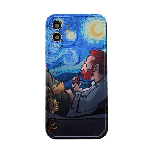 Oil Painting Pattern Shockproof Protective Case For iPhone 11 Pro(Moon Starry Sky)