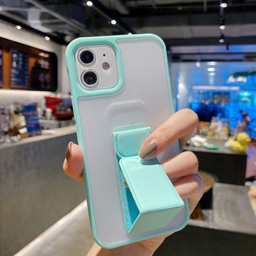 Skin Feel TPU + PC Shockproof Case with Wrist Strap Holder For iPhone 11 Pro Max(Mint Green)