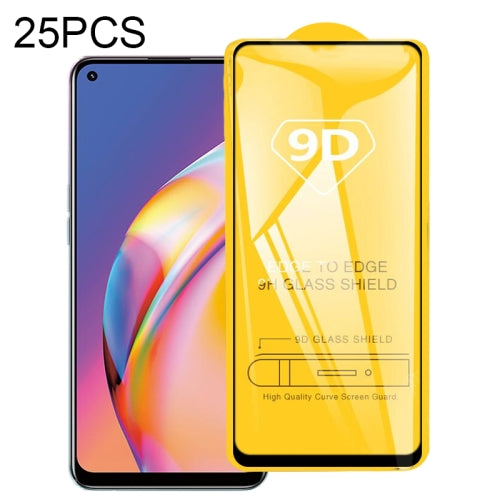 For OPPO Reno5 F 25 PCS 9D Full Glue Full Screen Tempered Glass Film
