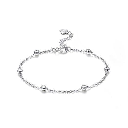 S925 Sterling Silver Simple Round Beads Women Bracelet Jewelry