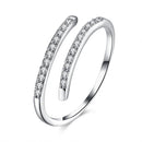 S925 Sterling Silver Two Rows Zircon Women Open Ring