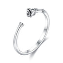 S925 Sterling Silver Rose Flower Women Open Ring