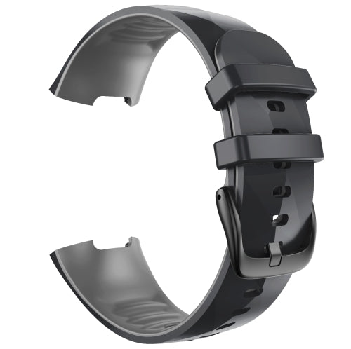 For Fitbit Charge 3 / 4 Universal Two-color Silicone Replacement Strap Watchband(Black Grey)
