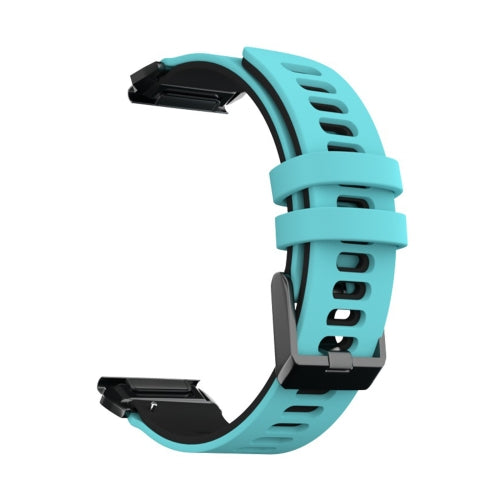 For Garmin Fenix 6X Two-color Silicone Quick Release Replacement Strap Watchband(Mint Green Black)