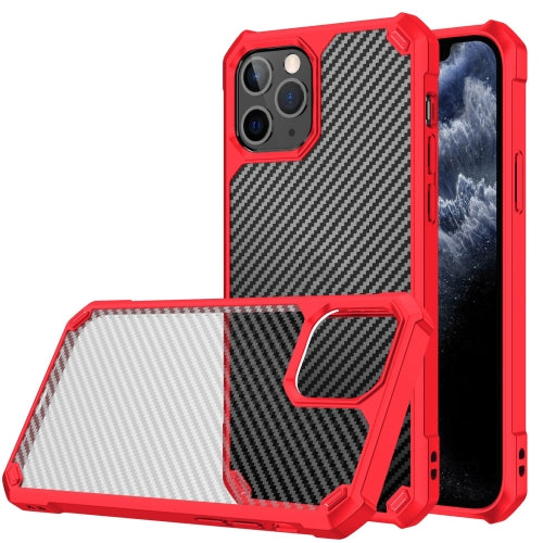 Carbon Fiber Acrylic Shockproof Protective Case For iPhone 11 Pro(Red)