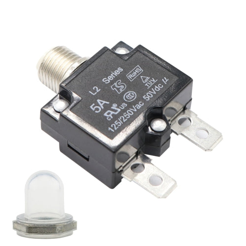 L2 Series 50V Car Overload Protector Manual Reset DC Circuit Breaker with Waterproof Cover, Current:5A