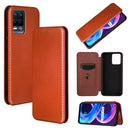 For OPPO Realme 8 / 8 Pro Carbon Fiber Texture Magnetic Horizontal Flip TPU + PC + PU Leather Case with Card Slot(Brown)