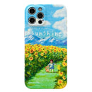 IMD Workmanship Oil Painting Protective Case For iPhone 12 Pro Max(Sunflower)