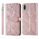 For Samsung Galaxy A02 Life of Tree Embossing Pattern Horizontal Flip Leather Case with Holder & Card Slot & Wallet & Photo Frame & Lanyard(Rose Gold)