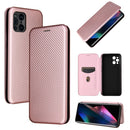 For Oppo Find X3 / X3 Pro Carbon Fiber Texture Magnetic Horizontal Flip TPU + PC + PU Leather Case with Card Slot(Pink)