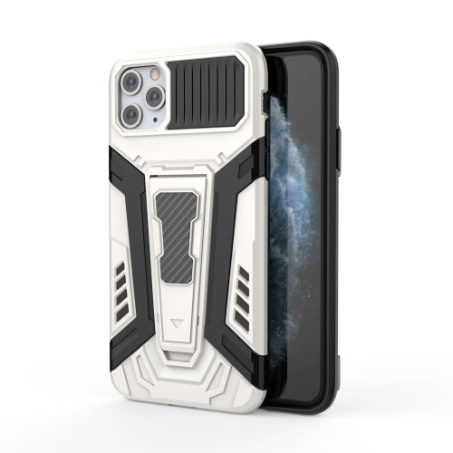 War Chariot Series Armor All-inclusive Shockproof PC + TPU Protective Case with Invisible Holder For iPhone 11 Pro Max(White)