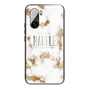 For Xiaomi Redmi K40 / K40 Pro / K40 Pro+ Marble Tempered Glass Back Cover TPU Border Case(HCBL-25)