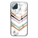 For Samsung Galaxy A12 5G Marble Tempered Glass Back Cover TPU Border Case(HCBL-2)