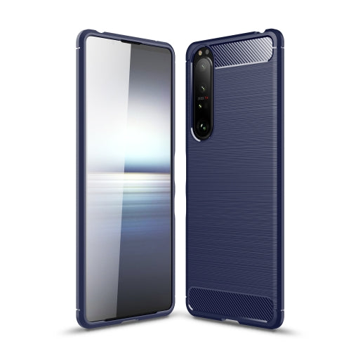 For Sony Xperia 1 III Brushed Texture Carbon Fiber TPU Case(Navy Blue)