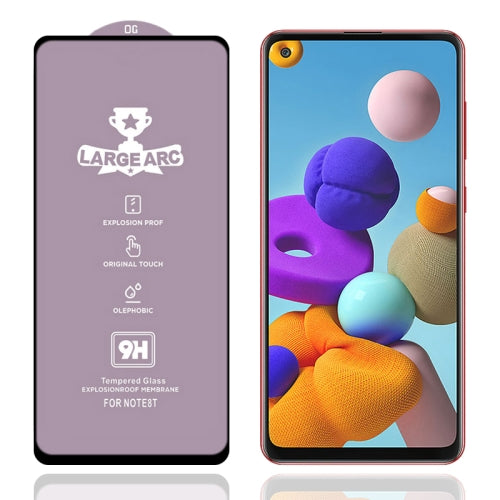 For Samsung Galaxy A21s 9H HD Large Arc High Alumina Full Screen Tempered Glass Film