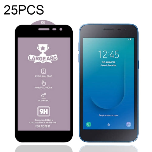 For Samsung Galaxy J2 Core (2020) 25 PCS 9H HD Large Arc High Alumina Full Screen Tempered Glass Film