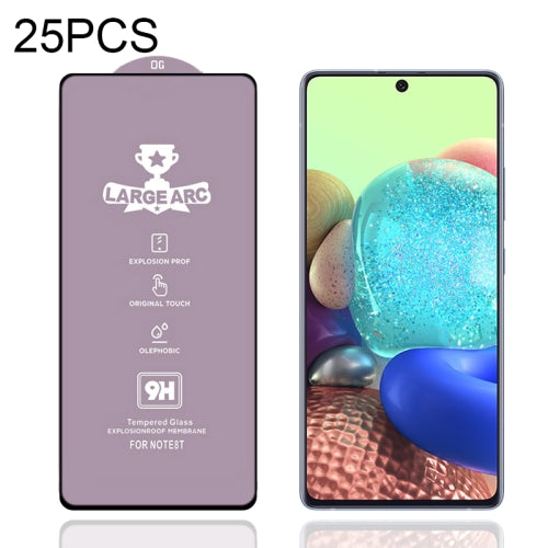 For Samsung Galaxy A71 5G 25 PCS 9H HD Large Arc High Alumina Full Screen Tempered Glass Film